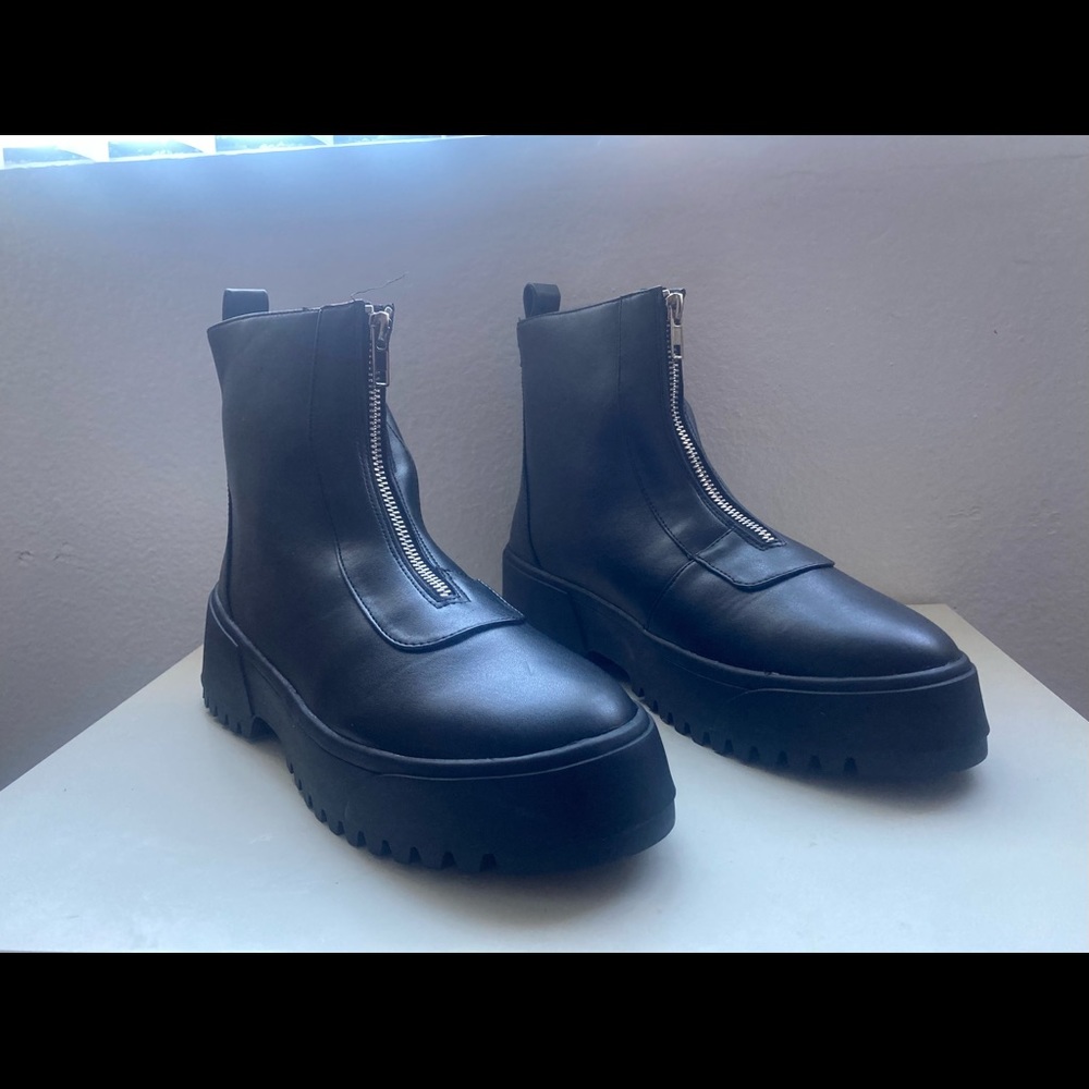 ASOS black chunky zip up boots